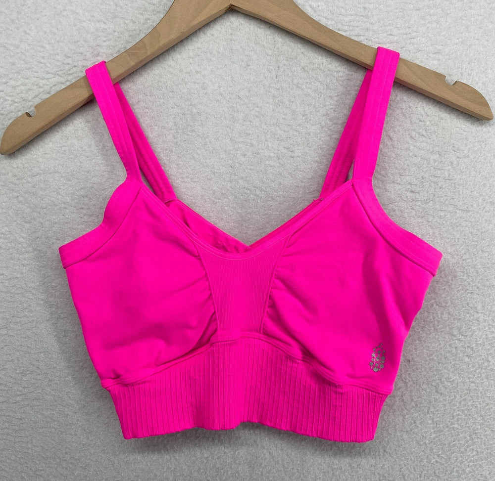 FREE PEOPLE FP MOVEMENT Bra M L Good Karma Scoop Neck Crisscross Back Pink